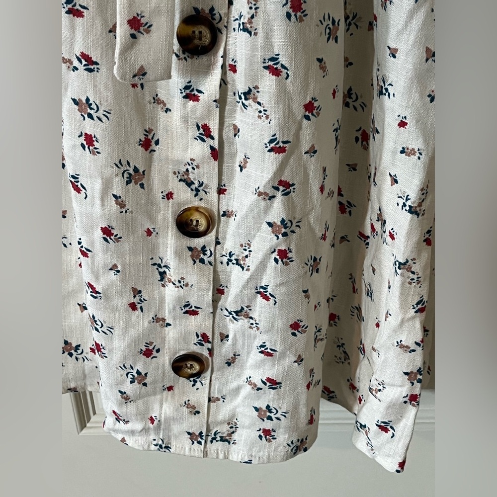 Monteau Rayon/Linen Blend Floral off-White Sleeveless Dress Juniors Size Large - Picture 3 of 15